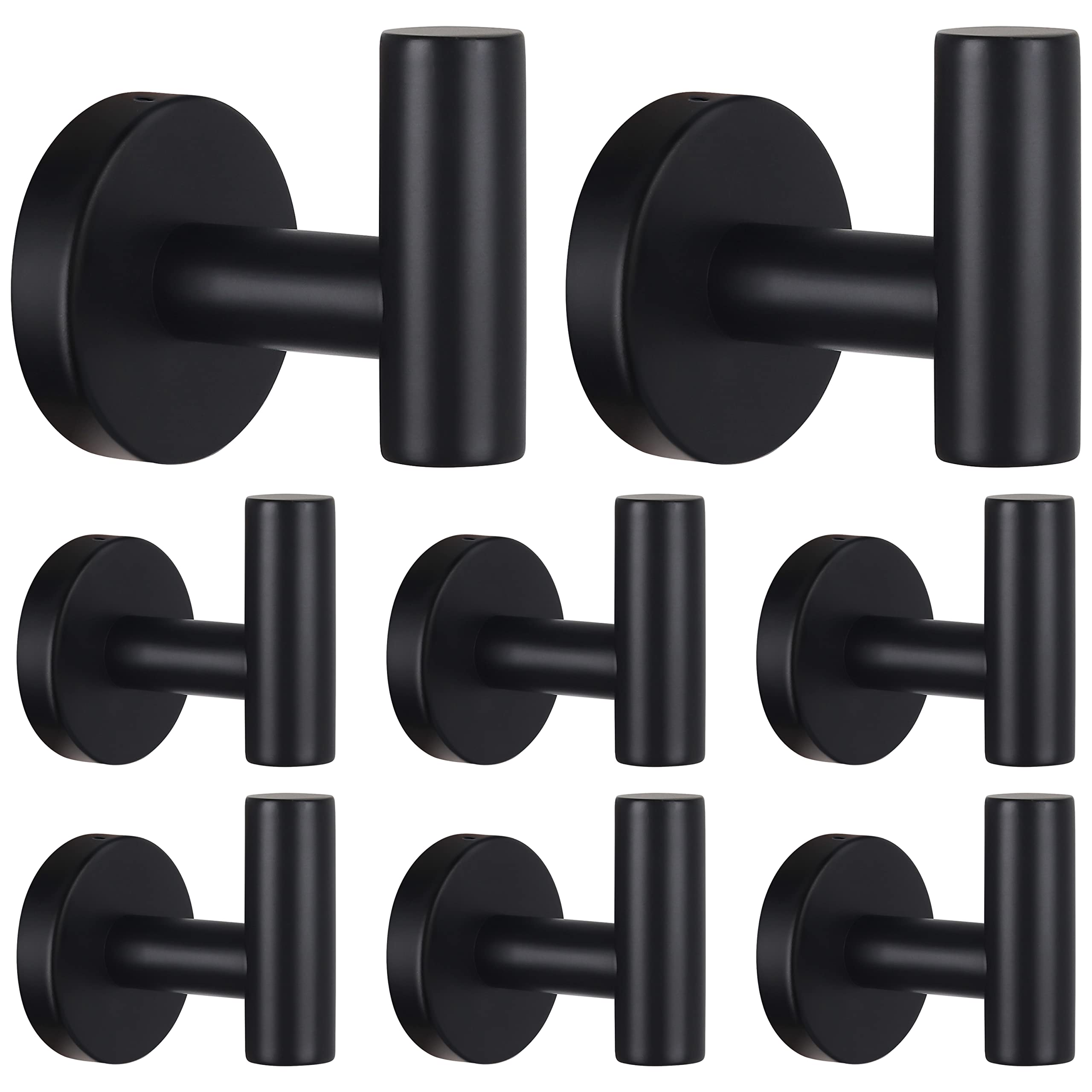 Bathroom Robe Towel Hooks Coat Matte Black Wall Hook Stainless Steel Heavy Duty Door Hanger Towel Robe Clothes Cabinet Closet Sponges Hook for Bathroom Bedroom Kitchen Hotel Pool 16 Packs