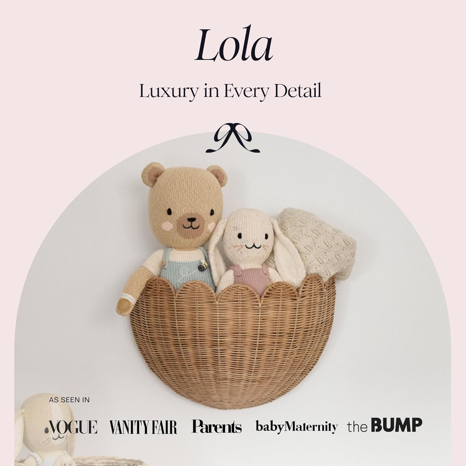 BEBE BASK Scalloped Wicker Hanging Basket - The Original Wicker Wall Decor - Hand Woven Wall Basket - Home Décor Wall Hanging Basket - Wall Storage Basket for Nursery, Living Room and Bathroom (Mocca)