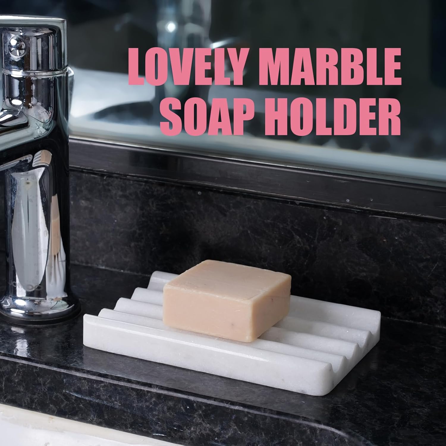 2 Pcs Marble Soap Holder, Soap Dish for Shower, Bathroom, Kitchen, Multi-Function Bar Soaps Holder, Soaps Saver with Water Ripple Design, Soap Tray(Namib Fantasy)