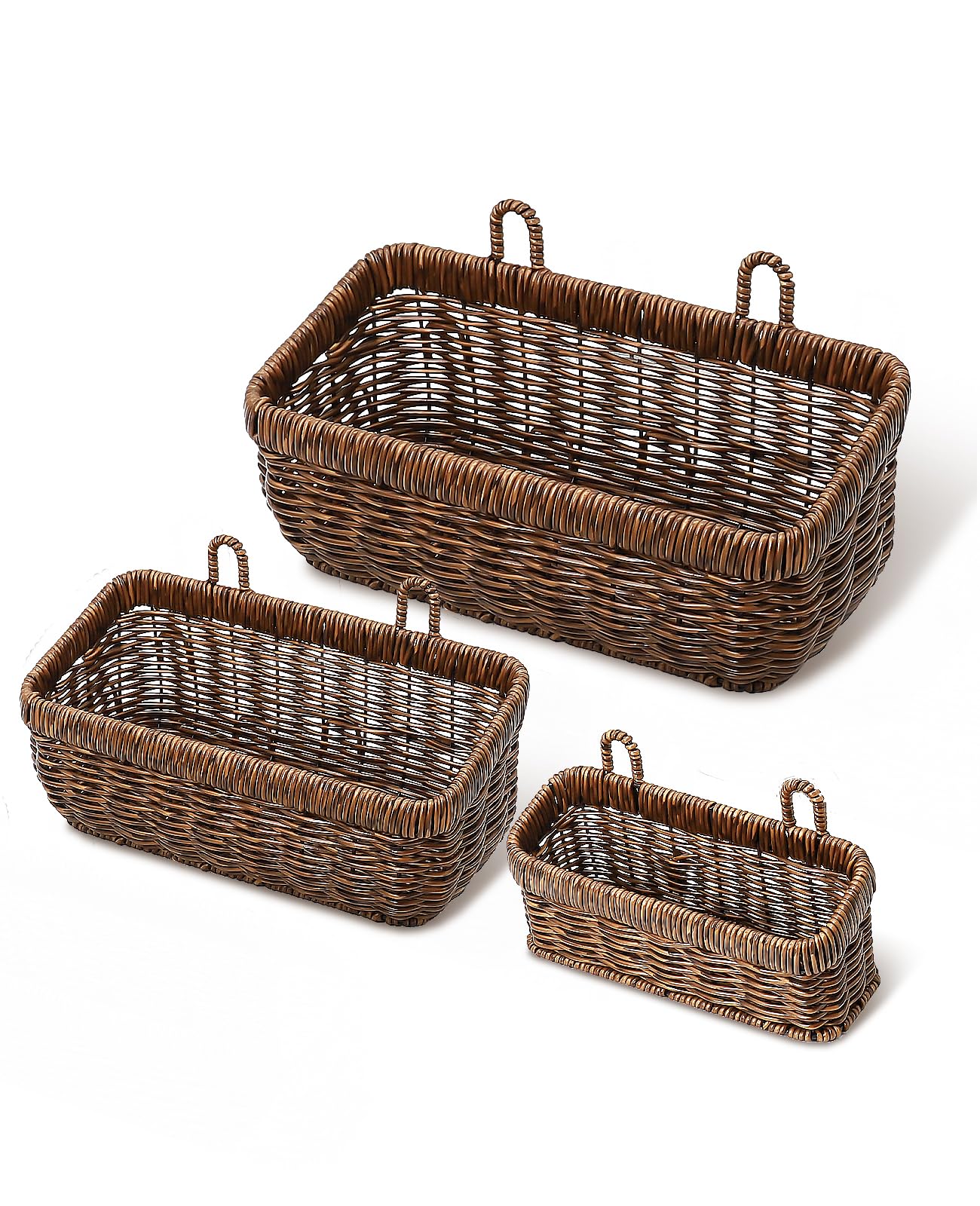 AceList Wall Hanging Basket, Boho Style Hand-Woven Hanging Storage Baskets - Set of 2, Ideal for Boho Room Decor, Kitchen, Garden, and Living Room