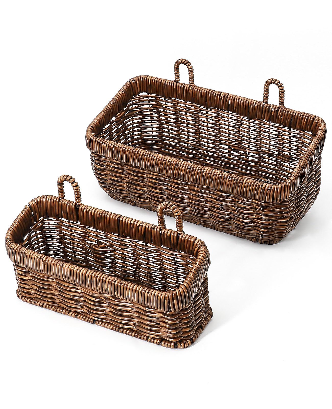 AceList Wall Hanging Basket, Boho Style Hand-Woven Hanging Storage Baskets - Set of 2, Ideal for Boho Room Decor, Kitchen, Garden, and Living Room(Brown)