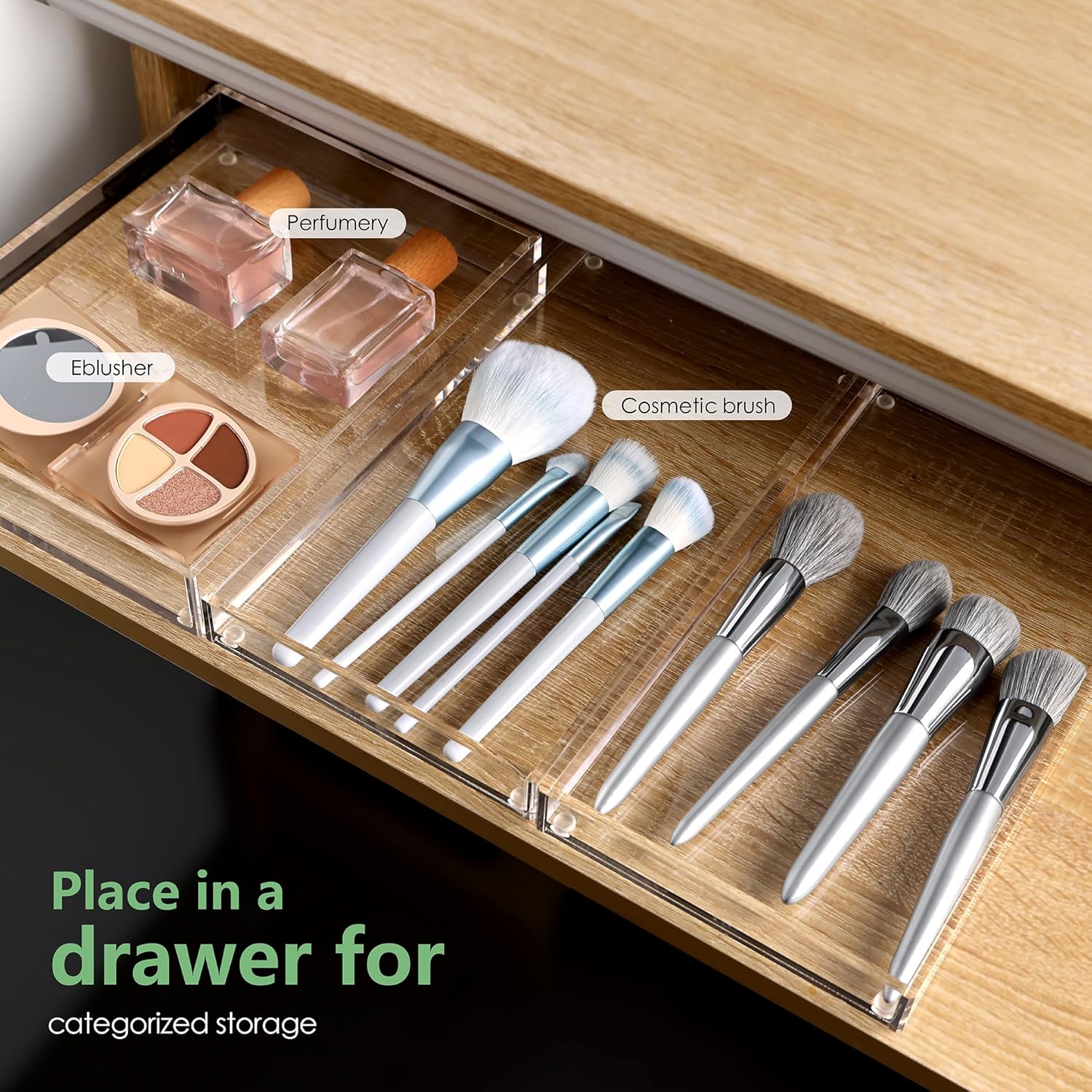 DINGHUO Bathroom Vanity Perfume Tray Acrylic Rectangle Soap Holder for Countertop, Clear Kitchen Sink Organizer for Candle, Jewelry, Keys - 1 Pack