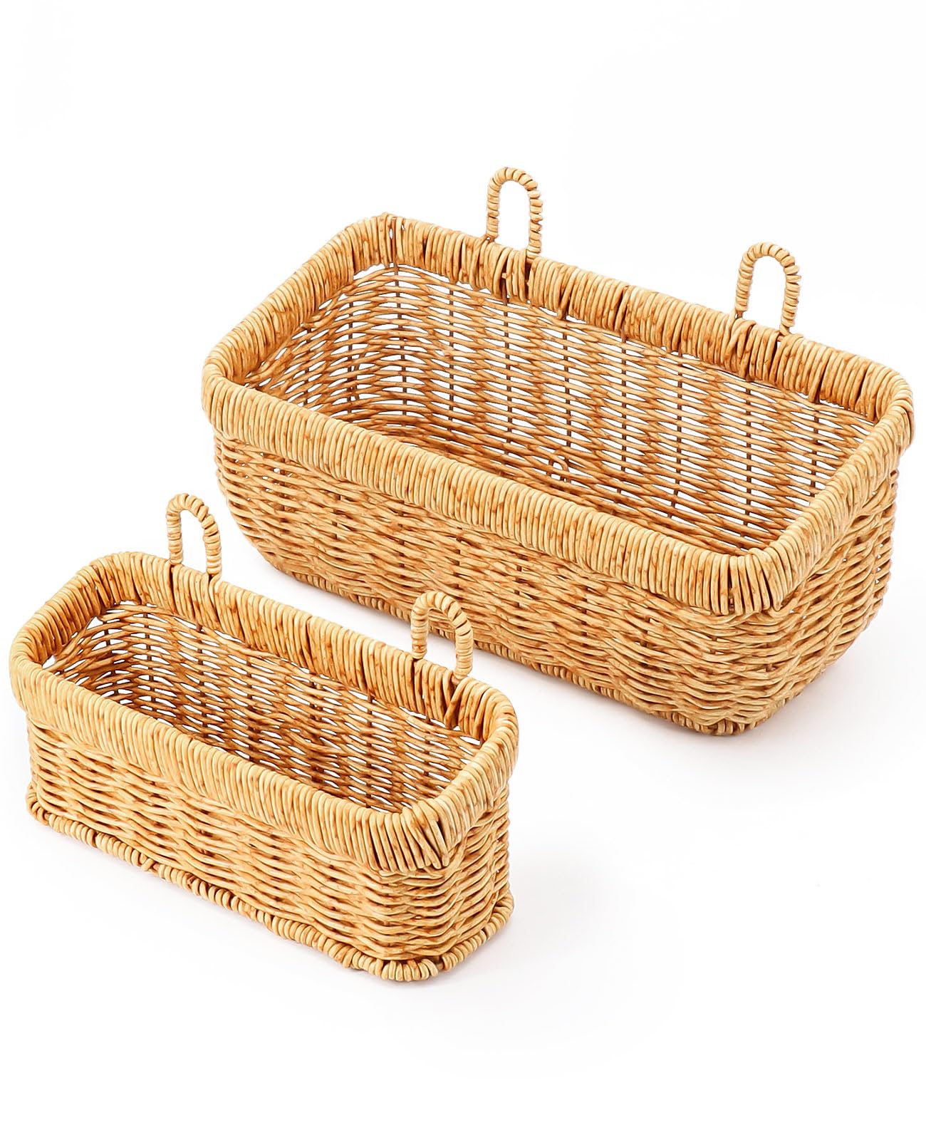 AceList Wall Hanging Basket, Boho Style Hand-Woven Hanging Storage Baskets - Set of 2, Ideal for Boho Room Decor, Kitchen, Garden, and Living Room(Brown)