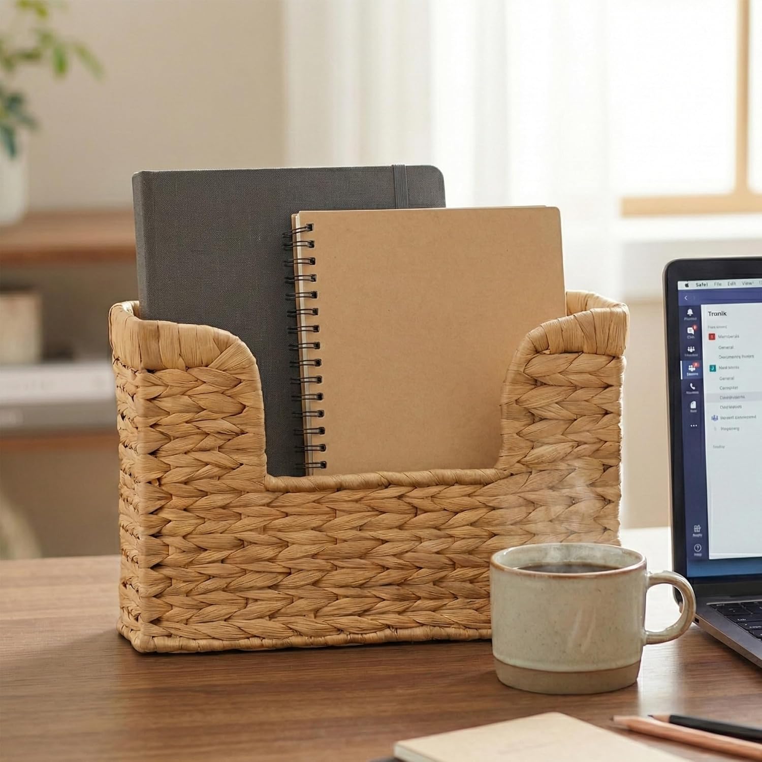 Magazine Holder Wall Basket Water Hyacinth Woven Mail Organizer, Wicker Wall Hanging Baskets for Magazines, Letters & Storage Decorative Mail Holder, Magazine Rack, Hanging Basket 11.8x4.3x7.9 Inch