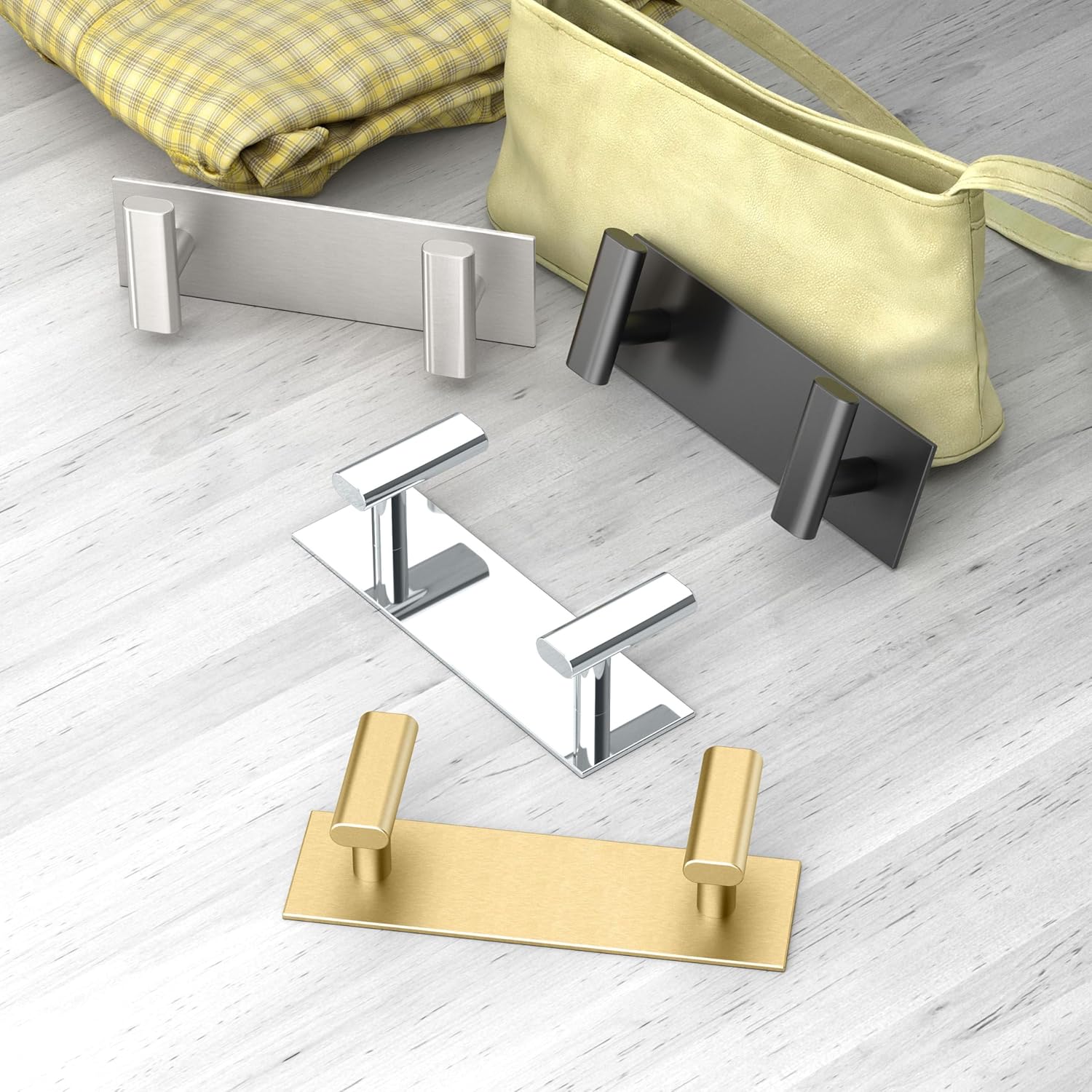 Gatco 1283 Elevate All Modern Décor Double Rectangle Hook, Chrome/Wall Mounted 6.5" W X 2" H 2-Hook/Robe, Towel Hook for Bathroom