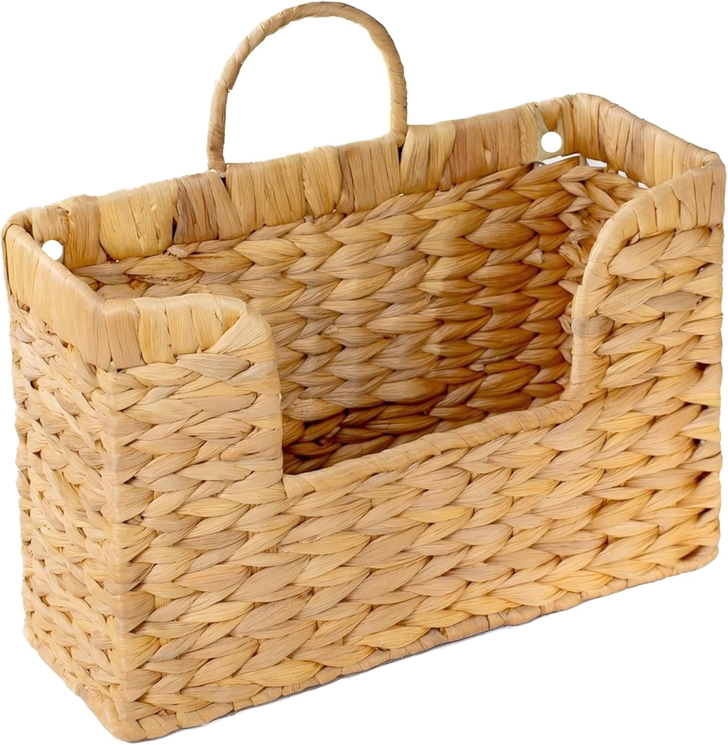 Magazine Holder Wall Basket Water Hyacinth Woven Mail Organizer, Wicker Wall Hanging Baskets for Magazines, Letters & Storage Decorative Mail Holder, Magazine Rack, Hanging Basket 11.8x4.3x7.9 Inch