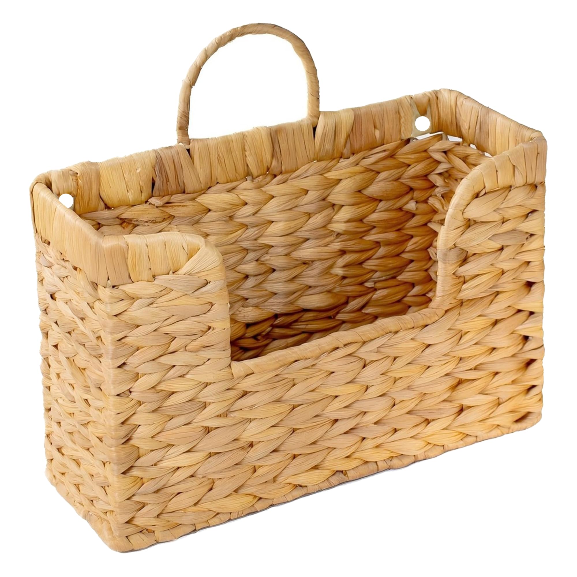 Magazine Holder Wall Basket Water Hyacinth Woven Mail Organizer, Wicker Wall Hanging Baskets for Magazines, Letters & Storage Decorative Mail Holder, Magazine Rack, Hanging Basket 11.8x4.3x7.9 Inch