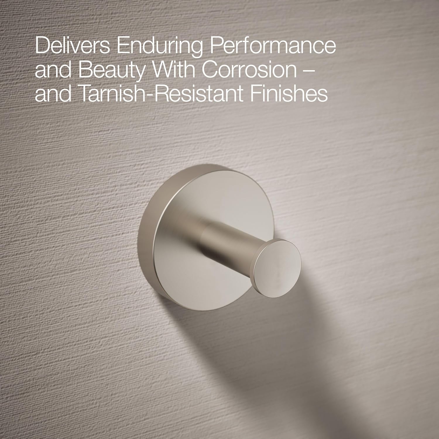 Kohler K-27290-BN Elate Robe Hook, Minimalist Design, Premium Durable Metal, Corrosion Resistant, Vibrant Brushed Nickel