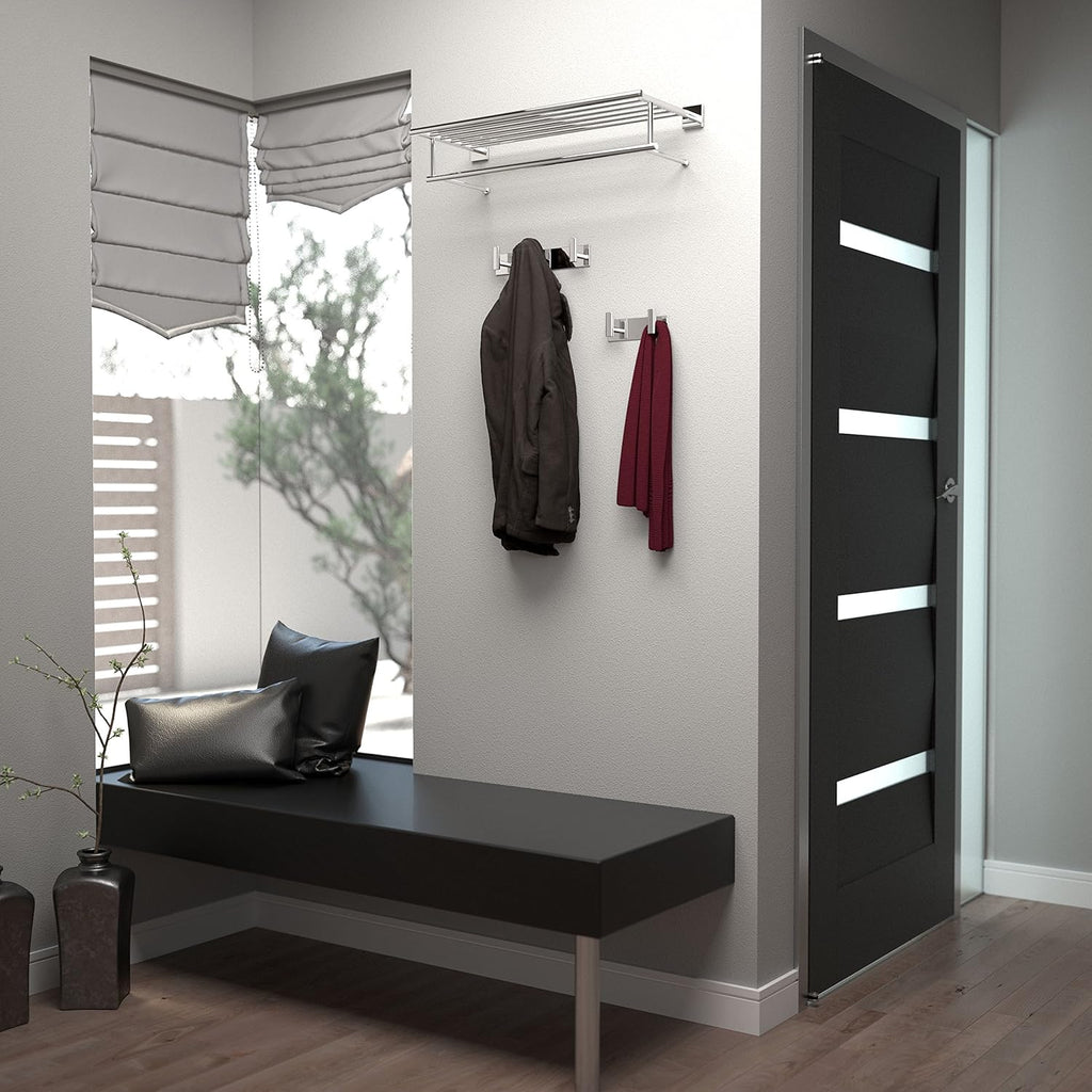 Gatco 1283 Elevate All Modern Décor Double Rectangle Hook, Chrome/Wall Mounted 6.5" W X 2" H 2-Hook/Robe, Towel Hook for Bathroom